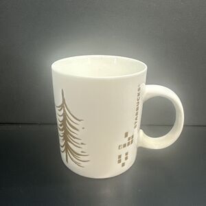 Starbucks Gold Tone Christmas Tree Coffee Tea  Holiday 2014 Collectable Mug